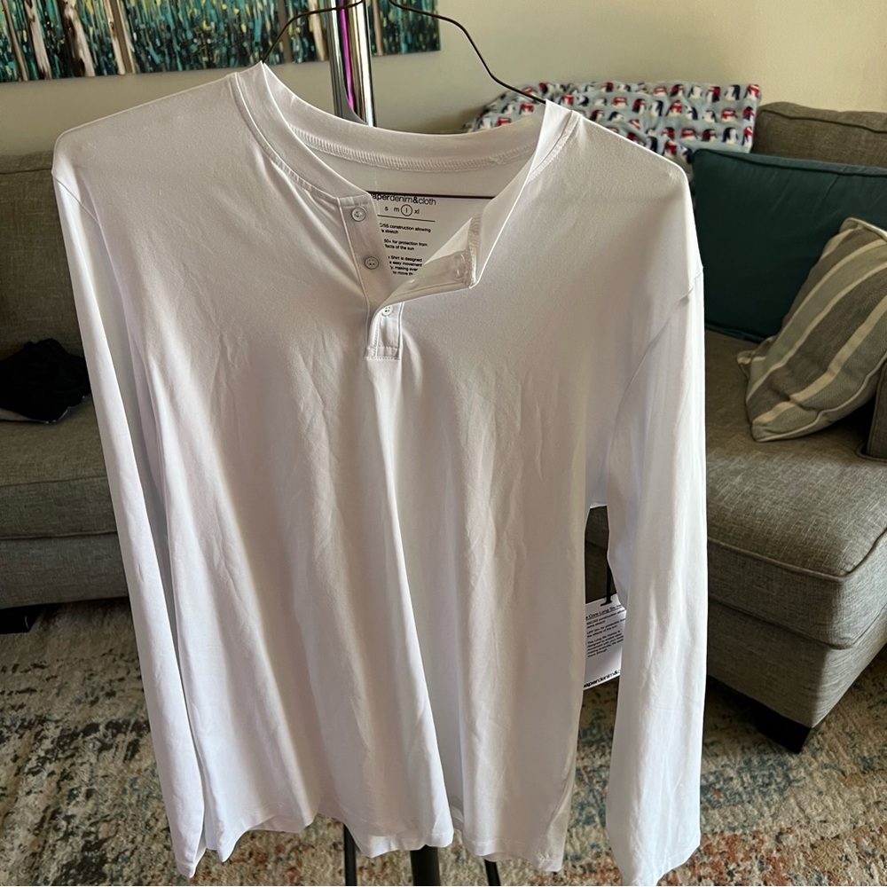 Paper denim and cloth long sleeve henley shirt